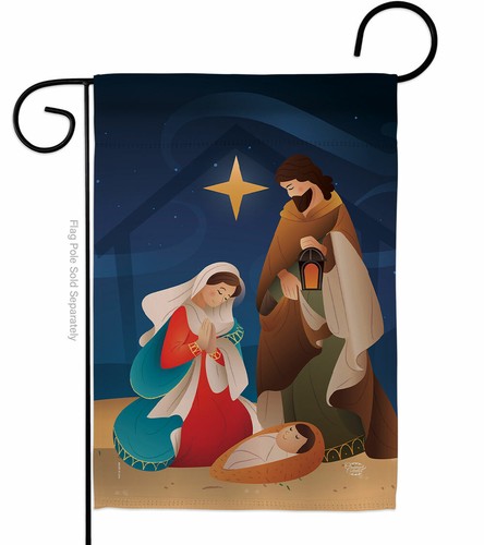 Holy Night Garden Flag Nativity Winter Decorative Small Gift Yard House Banner - Picture 2 of 17