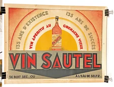 Original 1929 Poster Vin Sautel French Wine, strong Art Deco graphics