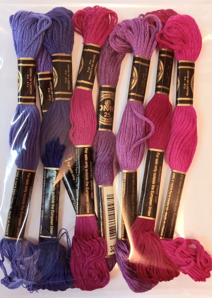 Lot 8 Skeins DMC Embroidery Floss PURPLE LILAC RASPBERRY Needepoint Cross Stitch - Image 2 of 3