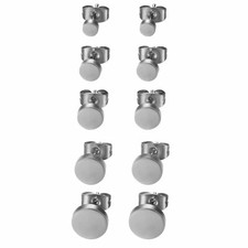 5Pairs Men Women Geometric Polished Stainless Steel Stud Earrings Pierced 4-8mm