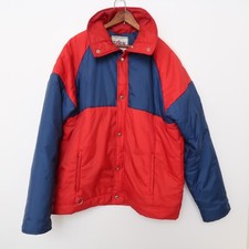 Vintage 1970s Ski Puffer Jacket Snap Men s FIT MEDIUM Red Navy Turn Winter