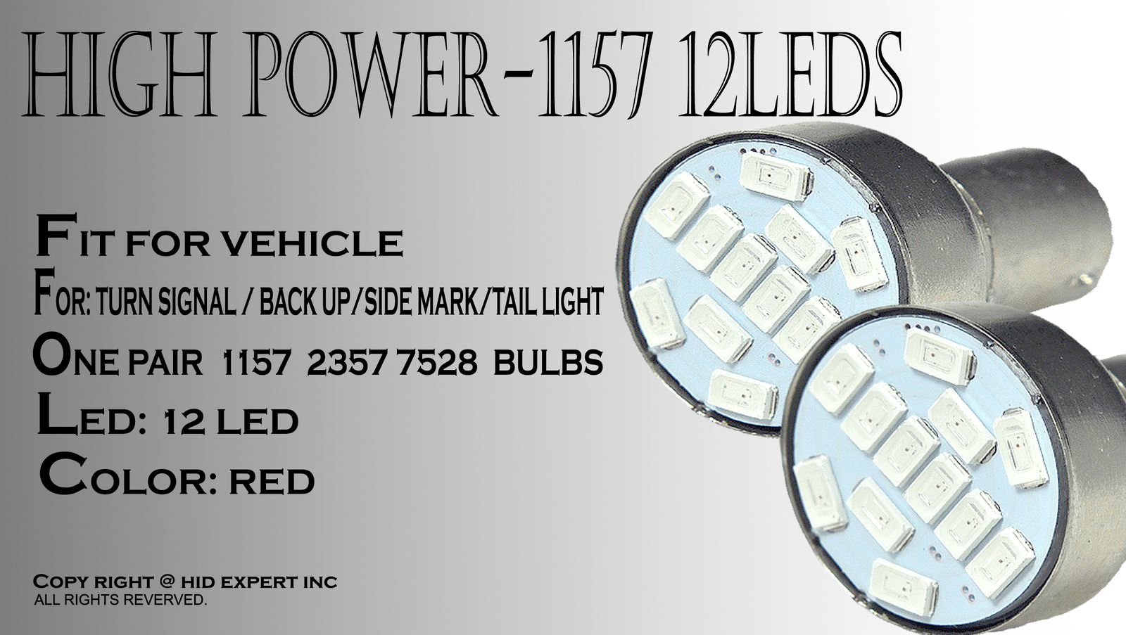 x4 1157 1016 12 SMDs LED Color Red Fit Tail Brake Replace Halogen Light