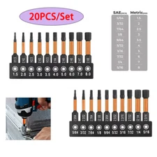 Impact Hex Head Allen Wrench Drill Bit Set 20pcs Assorted Sizes Upgraded 1/4"