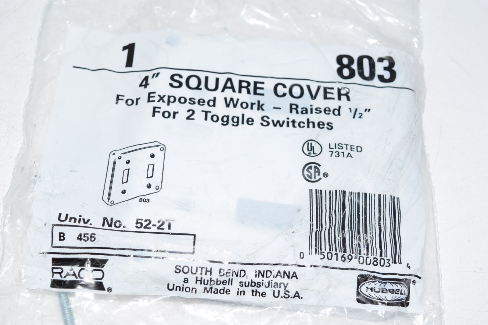 NEW HUBBELL SQUARE COVER RAISED 1/2 ONE GFCI DEVICE (MISSING SCREWS)