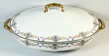 AHRENFELDT Limoges Floral Covered Serving Dish With Lid | Porcelain | France