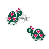 1 Paar Ohrringe Ohrstecker 925 Sterling Silber SchildkröTe Mit Herzen
