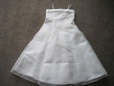 DAVID'S BRIDAL MICHAELANGELO STYLE SIZE 4 WHITE DRESS W/BEADING/FLORAL/LOVELY
