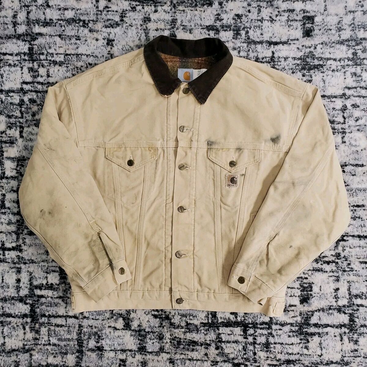 Vtg 90s Carhartt Trucker Jacket JB0695 L Wheat Brown Blanket Vtg 90s Carhartt Trucker Jacket JB0695 L Wheat Brown Blanket