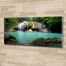 Quadro in vetro acrilico quadri da parete stampa 125x50 decorazione paesaggi cascata