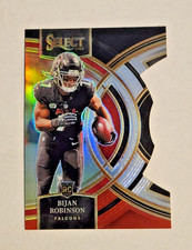 Bijan Robinson Rookie Black & Red Prizm Die-Cut Color Match 2023 Select #180 RC