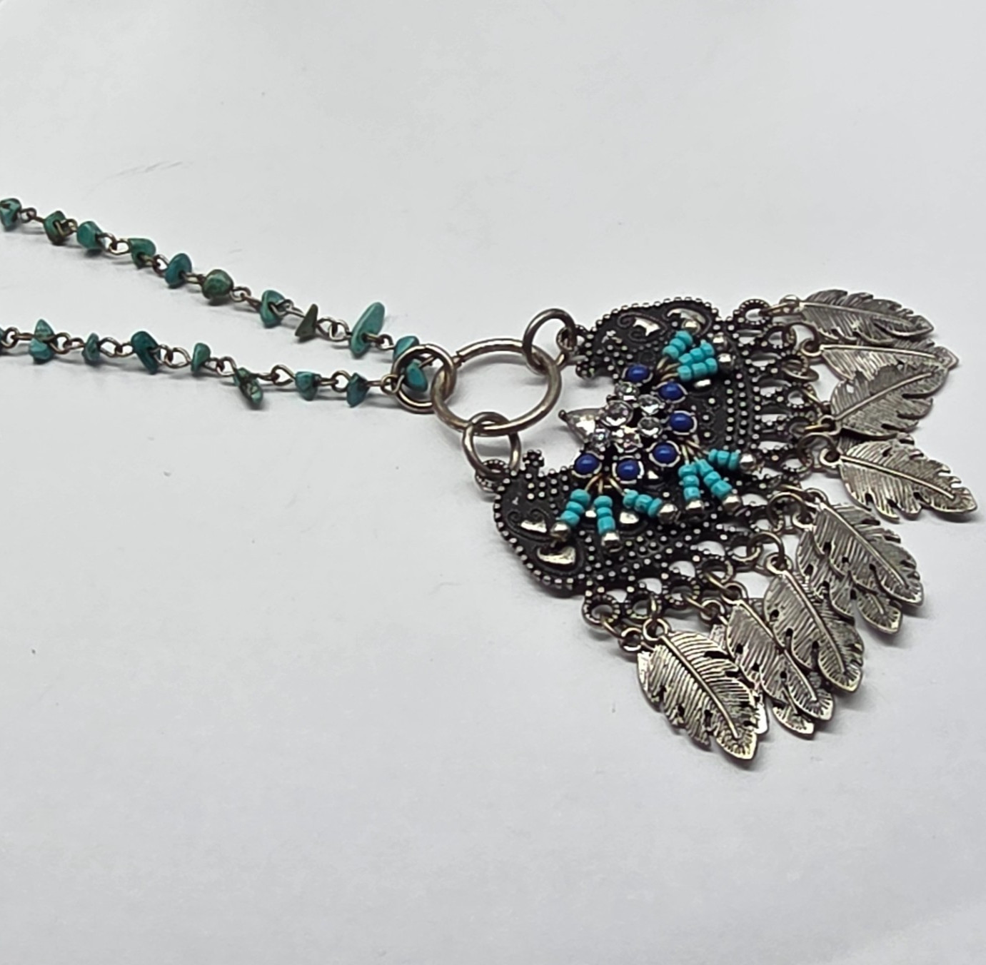 Signed Express Native Design Turquoise Feather Da… - image 3