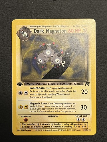 Dark Magneton 28/82 1st Edition Team Rocket Regular Rare LP - Pokemon Card