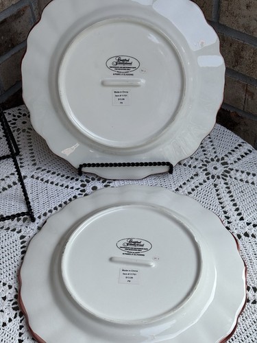 2 NEW tags Certified International Pamela Gladding Black Tapestry Dinner Plates - Picture 3 of 4