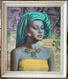 ORIGINAL VLADIMIR TRETCHIKOFF BALINESE GIRL FRAMED PRINT 1950/60s