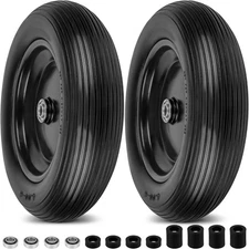 4.00-6 Flat Free Wheelbarrow Tires and 2P-13"(Flat Free), Black-4.00-6 