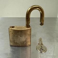 Vintage CAMPBELL Brass Padlock w/Anchor Engraving HONG KONG Tested Working