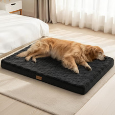 Orthopedic Large Dog Bed Washable Pet Crate Mat 36''X24'' Black |