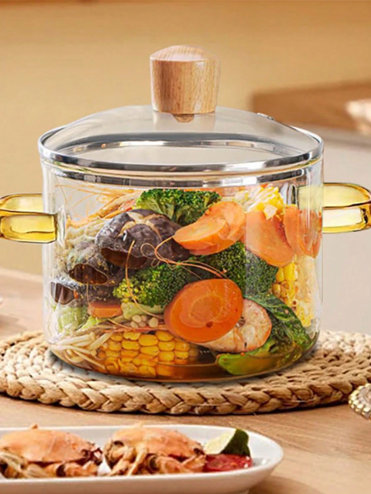 1.5L Clear Glass Saucepan With Lid, Noodle & Soup Cooker Small Stockpot 50oz