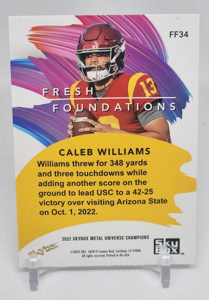 2022 Skybox Metal Universe Champions Caleb Williams Fresh Foundations #FF34 - Image 2 of 2