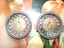 2 old key plates or rosettes round - approx. 7.5 cm Ø