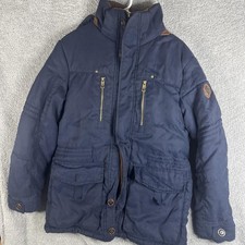 Jacket Mens 2XL Blue Hooded Insulated Waterproof Parka Full Zip Outdoor Winter