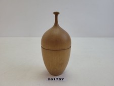 Dose mit Deckel Ei-Form alt Deko Handarbeit Holz gedrechselt H:15cm #261757