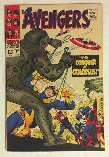 Avengers #37 1967 Vintage Marvel Comic Captain America Hawkeye Black Widow Wasp