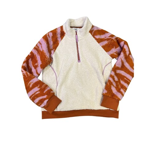 Athleta So Snug Sherpa Fleece Half-Zip Girls XL-14- Pullover Sweater Orange/Pink
