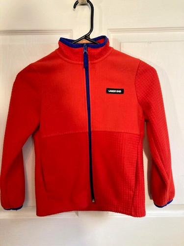 Land's End Orange Boys Grid Fleece Jacket Size Small (6/7)