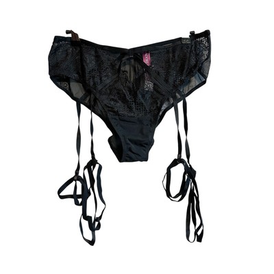 Adore Me Odette Cheeky Garter Hipster Black Lace Panty NWT Size 0X