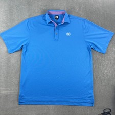 FootJoy Mens L Blue Polo Shirt Short Sleeve Golf Performance Embroidered Logo