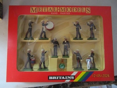 Metal-Models, Britains, 1:32 Scale, 7204, 10 Royal Marine Drums & Bugles Mint OB