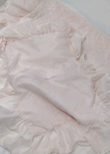 SET 2 Vtg HANDMADE Pink Baby CRIB Quilt Pillow SHAM Ruffled Good