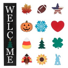 Interchangeable Welcome Sign for Front Porch- 45"X9" Large Standing/Hanging W...