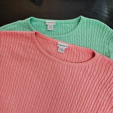 Fashion Bug Cable Knit Cotton Blend Sweaters Women 18-20 Preppy Coastal Lot of 2