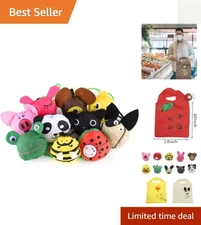 10 Pack of Lightweight Animal Shopping Totes - Machine Washable & Foldable