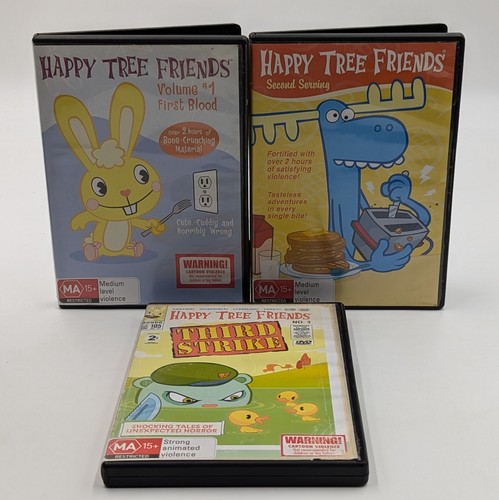 3 X Happy Tree Friends DVD Set Region 4 PAL First Blood Second Sewing 3rd Strike