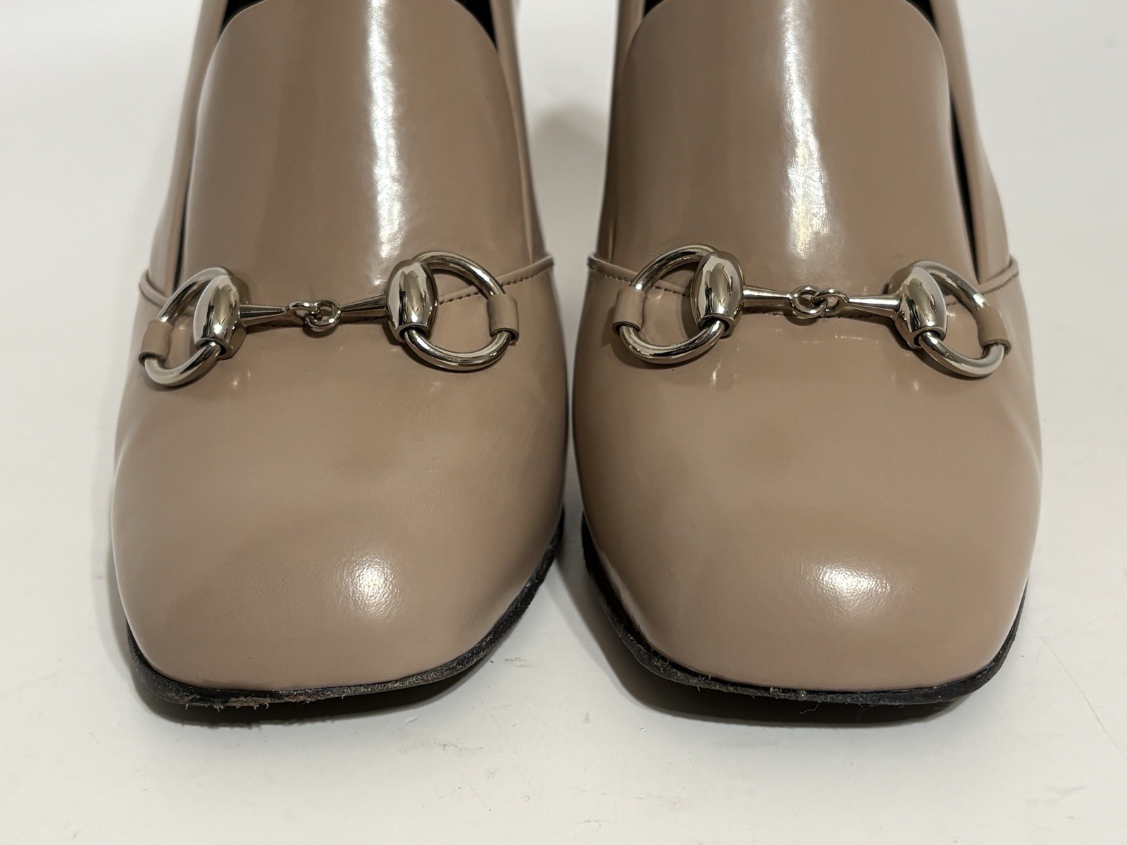 Vtg Gucci Beige Leather Horsebit Heels 37.5 thumbnail 10