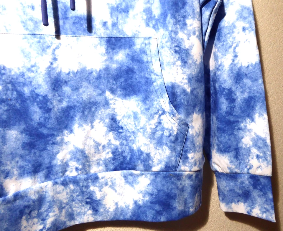 Only Play Hoodie Tie Dye Blue Sweat Top Jaida Sizes S To XL Pockets Long Sleeve - Image 4 of 4