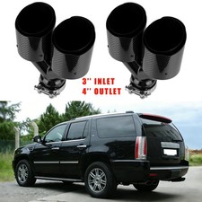 3'' to 4'' Carbon Rear Dual Exhaust Muffler Pipe Tail Tips For Cadillac Escalade