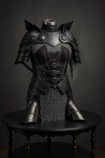 Gothic Women  s Black Cuirass Armor Set Medieval Fantasy Chestplate or Chainmail