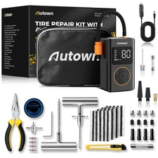54-Piece Flat Tire Repair Kit with Air Compressor for Car ATV Truck