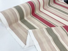 Laura Ashley Curtain Fabric Awning Stripe Raspberry Lichen 70% Cotton 30% Linen