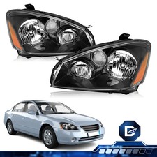 For 2005-2006 Nissan Altima Sedan Halogen Black Headlights Repalcement Lamps Lr