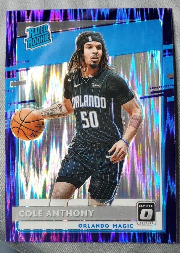 2020-21 Panini Donruss Optic - Rated Rookie Cole Anthony #165 Purple Shock Prizm