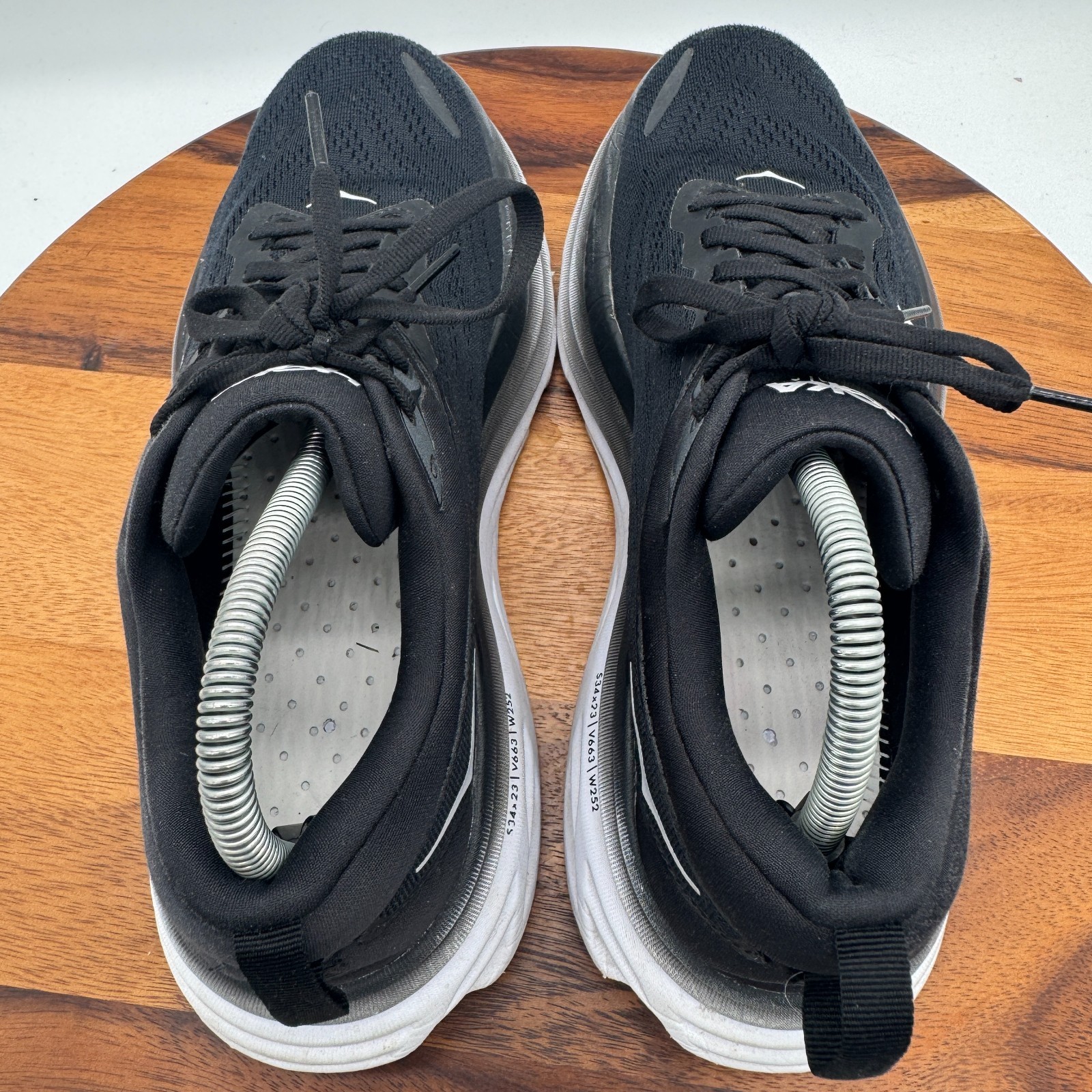 Hoka One One Bondi 8 Womens 10 Shoes Black White Running Athletic Sneakers thumbnail 6