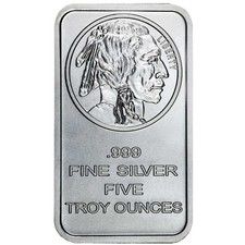 5 Troy oz Buffalo .999 Fine Silver Bar Sealed 78.63 per troy oz