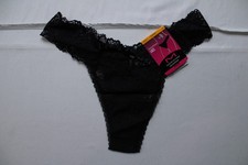 Maidenform Women's Soft All-Over Stretch Lace Thong DH3 Black Small NWT