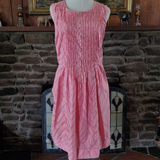 Rabbit Rabbit Rabbit Womens Dress Size 14 Pink Zebra Animal Print Pleated Pocket
