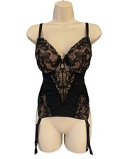 Victoria s Secret Black Lace Bustier Corset Lingerie 36C With Garters